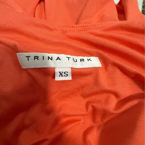 Trina Turk Coral Orange Layered Flowey Tank Top - Picture 4 of 6
